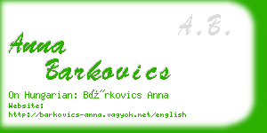 anna barkovics business card